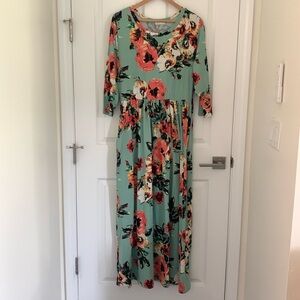 Floral Maxi 3/4 sleeve Dress
